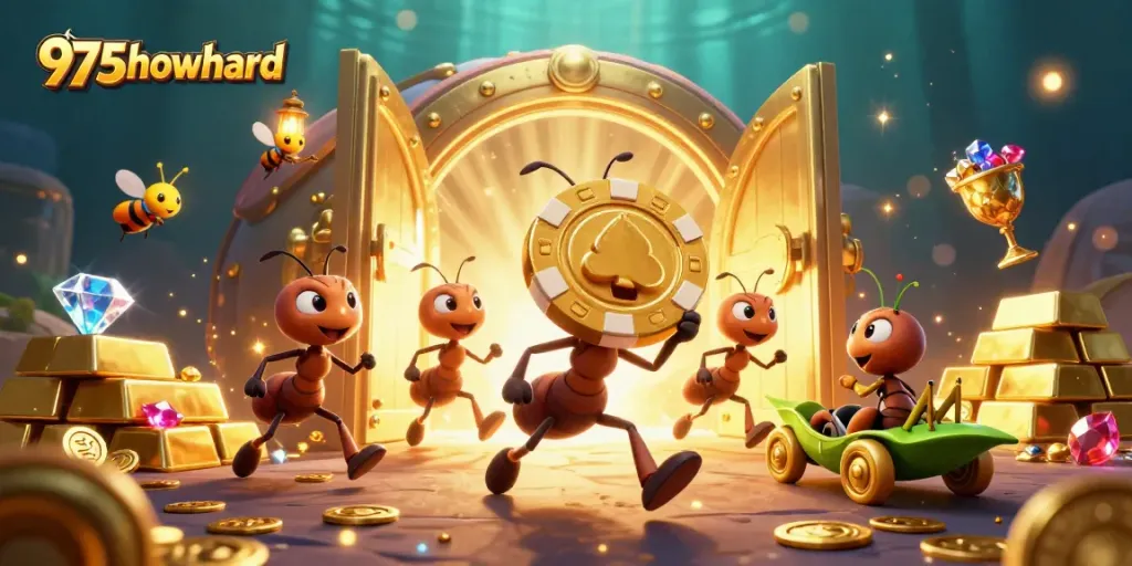 Engage in thrilling heist adventures with 975howard's cartoon characters amidst overflowing treasure.