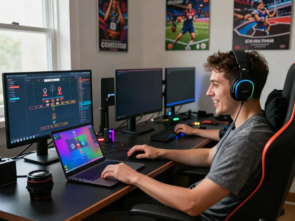 Engaging user experience at https://ta88.network/ with vibrant betting interface and gaming setup.