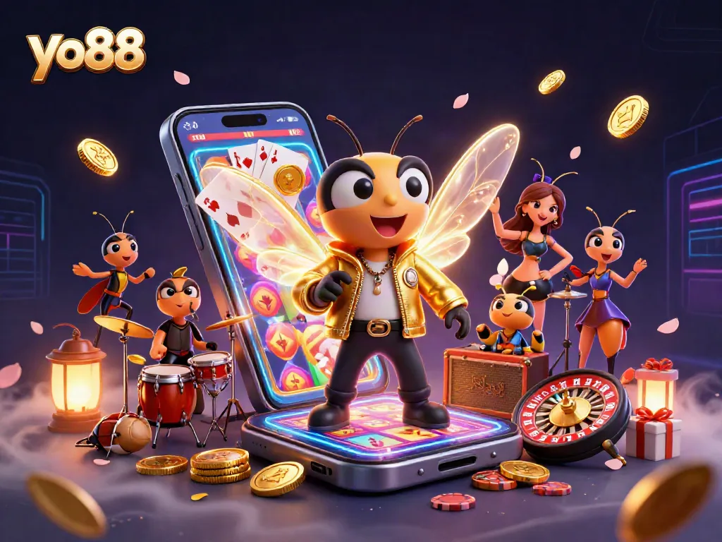 Experience thrilling wins at yo88 with a vibrant 3D casino illustration depicting exciting game elements.