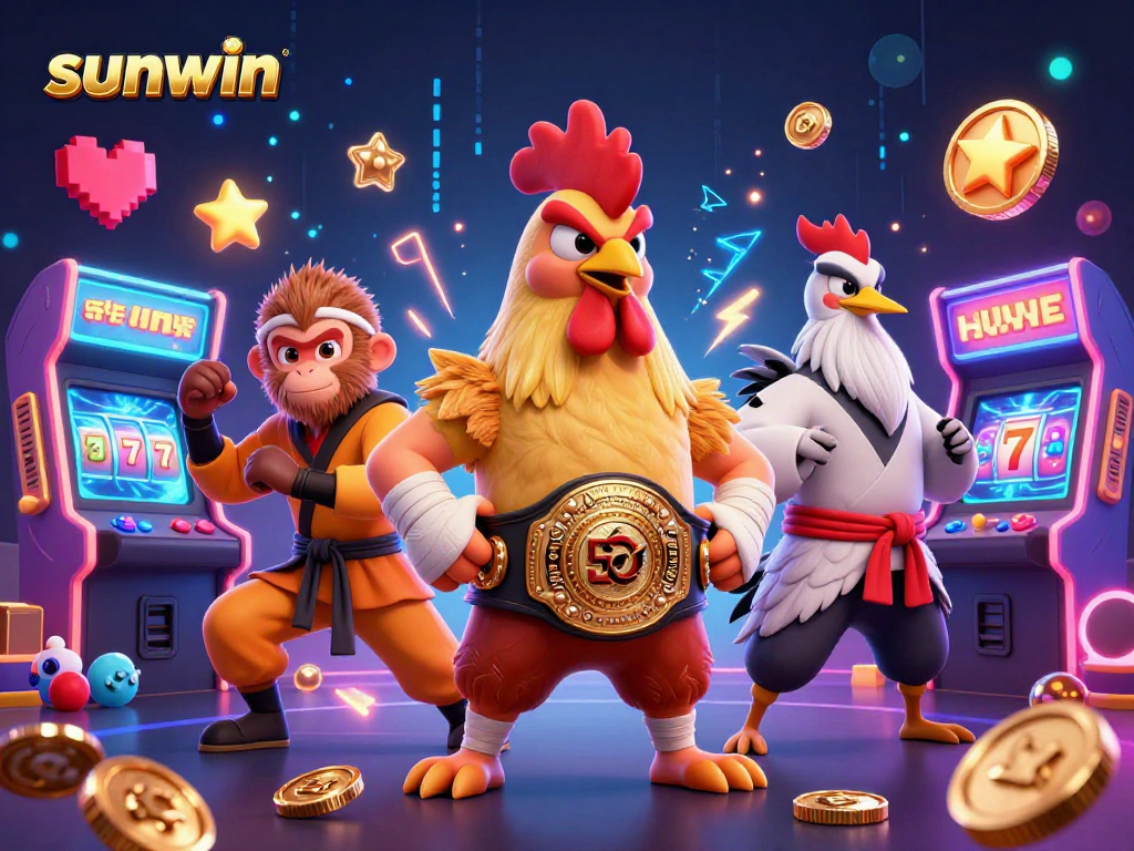 Engage with thrilling casino experiences at sunwin, showcasing vibrant characters and gaming elements.