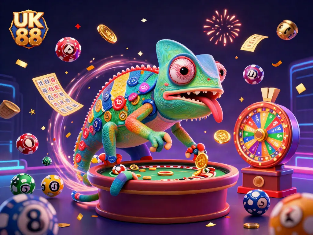 Engage in exciting gameplay with UK 88's dynamic casino scene featuring vibrant lottery elements and rewards.