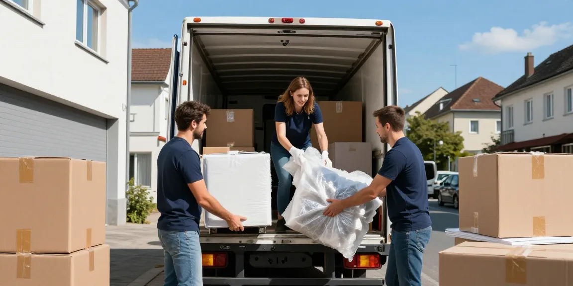 Umzugsunternehmen Ludwigshafen bei der professionellen Verpackung von Haushaltsgegenständen.