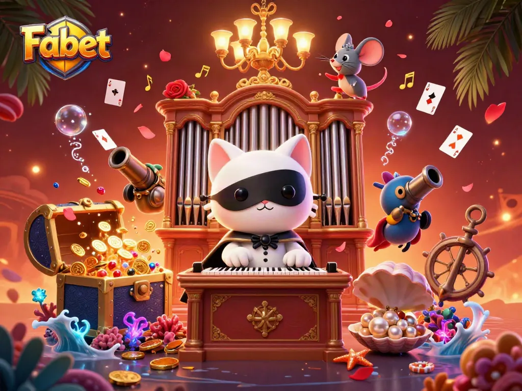 Engage with Fabet through thrilling casino experiences amid a vibrant 3D scene.