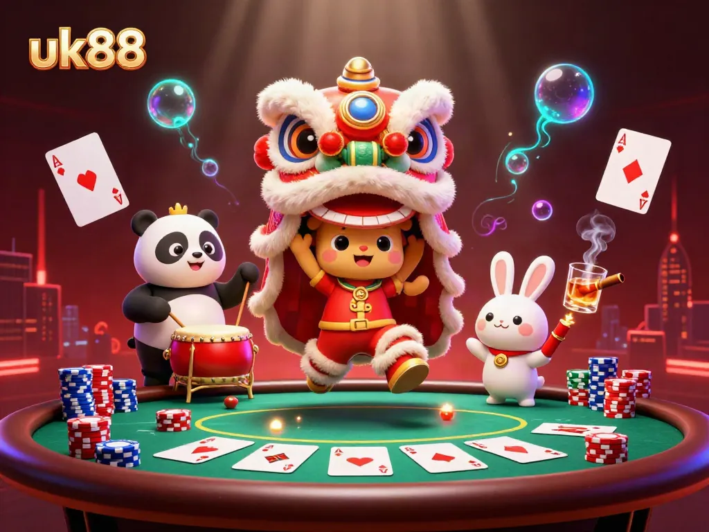 Experience gameplay excitement at uk88 with lively characters enjoying a vibrant casino scene.